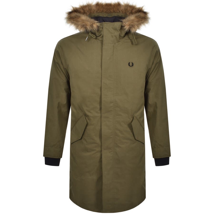Fred Perry Full Zip Hooded Parka Green Fred Perry Full Zip Hooded Parka Green